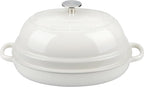 Enameled Oval Cast Iron Dutch Oven Pot with Lid, Bread Dutch Oven for Sourdough Bread Baking, 6QT, White