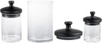 MyGift Glass Apothecary Jar Set with Black Lids, Decorative Kitchen and Bathroom Storage Canisters, Wedding Centerpiece Jars, Candy Buffet Containers