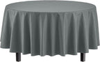 Party Solids 12-Pack Premium Plastic 84-Inch Round Tablecloth - Silver