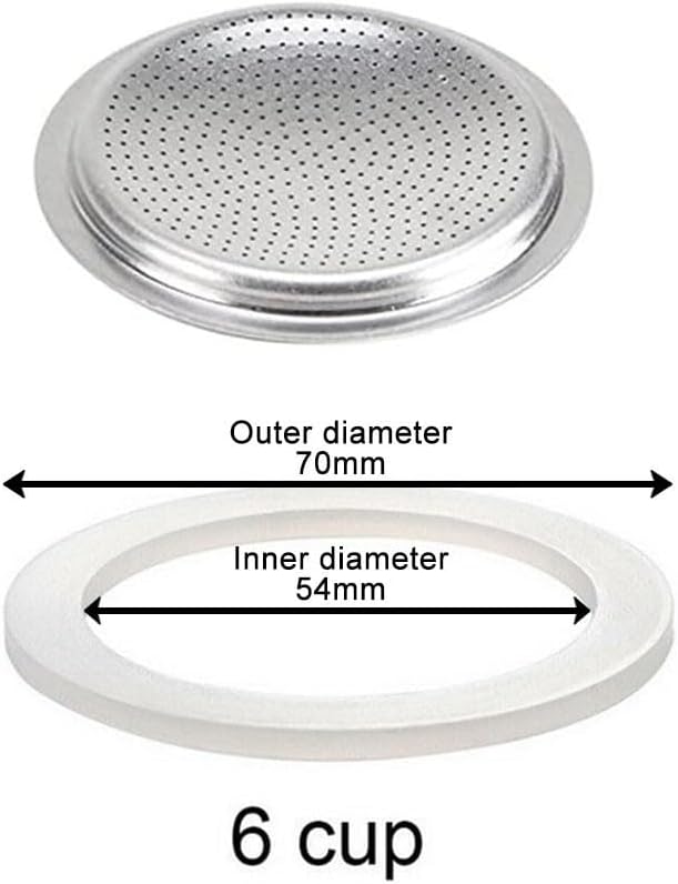 1/2/3/6/9/12 Cup Espresso Maker Replacement Gasket, Coffee Maker Rubber Gasket, Moka Pot Silicone Seal For Espresso Moka Stove Pot, Stovetop Espresso Maker Seal (6 cup+sieve)