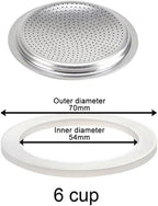 1/2/3/6/9/12 Cup Espresso Maker Replacement Gasket, Coffee Maker Rubber Gasket, Moka Pot Silicone Seal For Espresso Moka Stove Pot, Stovetop Espresso Maker Seal (6 cup+sieve)
