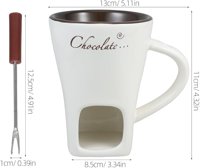 Garneck 2 Sets Chocolate Fondue Mugs Ceramic Multifunction Pot Hot Chocolate Mug Porcelain Melt Chocolate Fondue Crucible Mini Fondue Pot for Cheese Caramel Butter