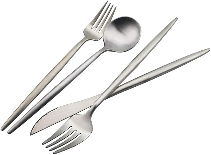 JASHII Luxury Flatware, Silverware Sets, 6-pieces Elegant Cute 18/10 Stainless Steel Silverware Set for Eating Home Kitchen Hotel Restaurant, Service Sets for 1 People, Dishwasher Safe