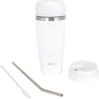 Ice Shave 2-in-1 Stainless Steel Vacuum Tumbler & Cordless Blender - 28oz, Leak Resistant, Cold 24Hrs/Ice 2 Days, 120 Watts with Waterproof Charging - For Smoothies, Home/Office/Car, White