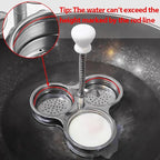 3 Cups Stainless Steel Egg Poacher, Poached Egg Cooker Nonstick Poached Egg Maker Egg Poacher Pan Cups Round Poached Egg Pan with Oil Brush for Breakfast Boiled Eggs