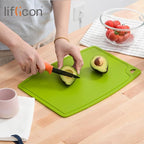 Thick Silicone Cutting Boards for Kitchen Silicone Chopping Boards/Mats Set of 2 Extra Large14.6''x10.43'', Mini 9.1”x7.1” Non-slip Deep Drip Juice Groove, Dishwasher Safe-Green