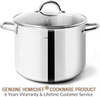 HOMICHEF Stock Pot 8 Quart with Lid Nickel Free Stainless Steel - Mirror Polished Stockpot 8 QT with Lid - HEALTHY COOKWARE Stockpots 8 Quart - Soup Pot for Induction Cooktop
