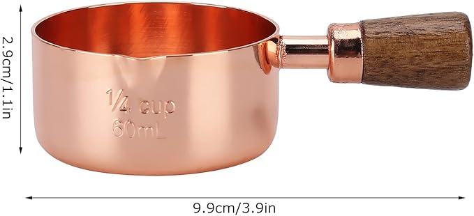 Mini Sauce Pan, Stainless Steel Butter Warmer with Pour Spout and Wooden Handle Rose Gold Melting Pot for Making Sauces, Chocolate Melting, Coffee Tea Soup Warming(1/4cup)