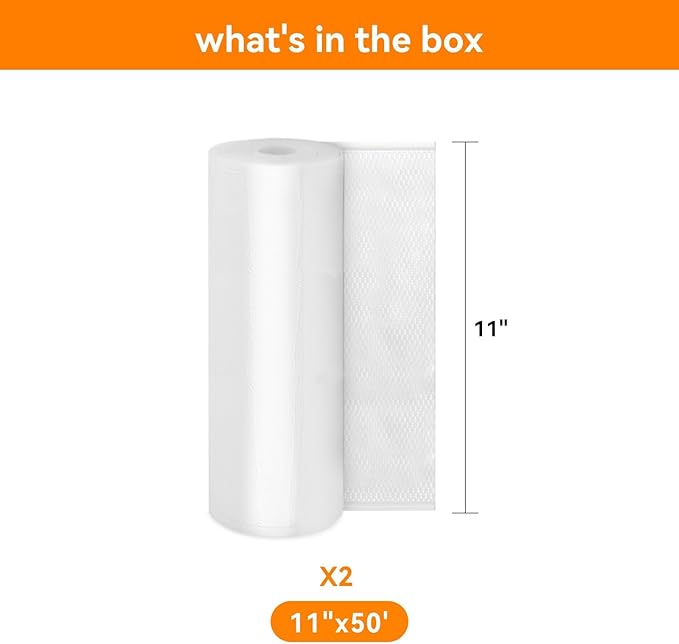 Wevac Vacuum Sealer Bags 11x50 Rolls 2 pack for Food Saver, Seal a Meal, Weston. Commercial Grade, BPA Free, Heavy Duty, Great for vac storage, Meal Prep or Sous Vide