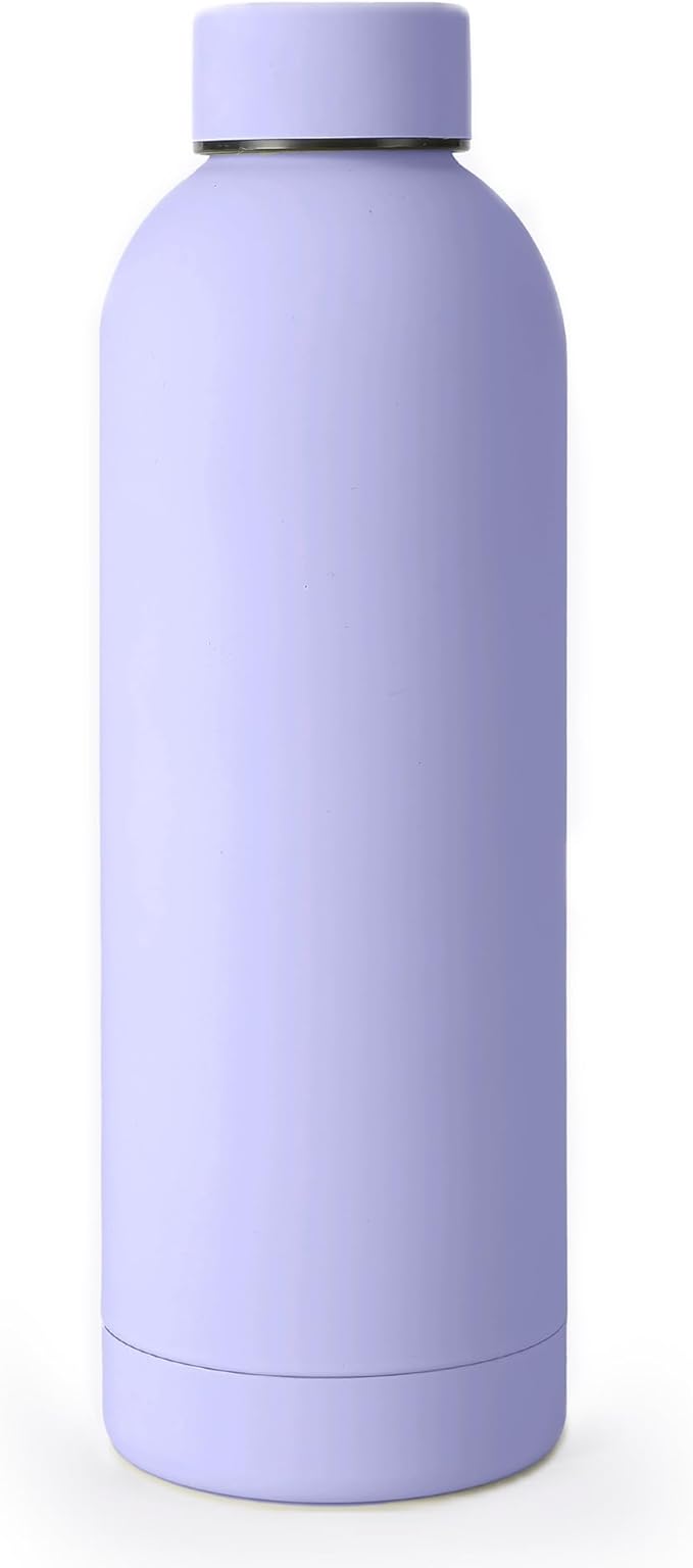 NOBL Stainless Steel Water Bottle,17 oz, 500 ml, Double Wall Vacuum Insulation, Sealed Bottle Keeps Drinks Cold 24 Hrs & Hot 12 Hrs, Leak Proof, Fits Noble Carry-On Cup Holder - Lavender