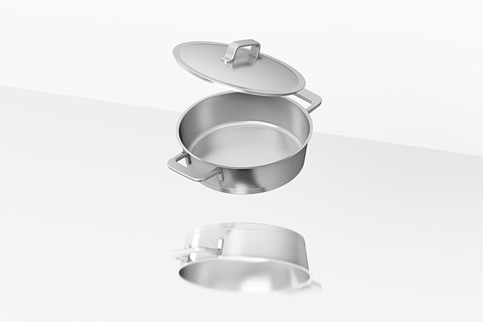 BergHOFF Meta 10Pc Cookware Set With Matching Lids Recycled 18/10 Stainless Steel Induction Pots and Pans Scratch-resistant Oven Safe