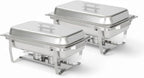 70012-Gray 2 Pack 8QT Chafing Dish High Grade Stainless Steel Chafer Complete Set, 8 Qt, Alpine Gray Handle