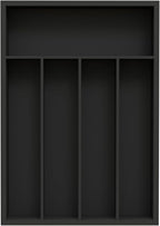 Bamboo Kitchen Drawer Organizer - silverware organizer - Cutlery Tray - Utensil Tray - drawer dividers and Utensil Holder with Wood Silverware Holder for Flatware Cutlery (5 Slots, Black)