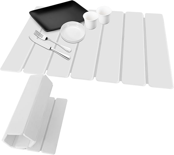 Hopegiver Stone Drying Mat for Kitchen Counter, 15.75"x11.81" Foldable Quick Dry Stone Mat Kitchen, Diatomaceous Earth Absorbent Dish Drying Mat for Countertop Sink Bathroom, White with Sanding Block