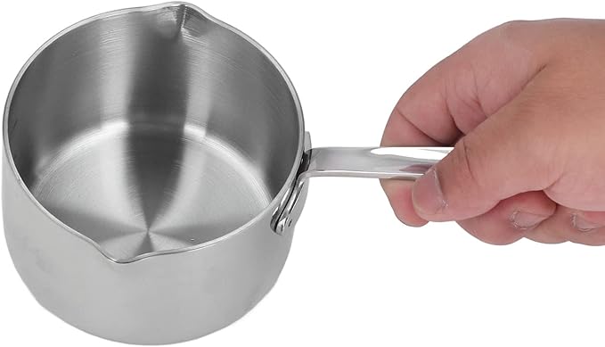 Butter Warmer, 0.5Qt/300ml Mini Milk Warmer Pot Stainless Steel Coffee Pots Saucepan Butter Melting Pot with Dual Pour Spout for Coffee Tea Soup Warming