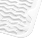 Silicone Dish Drying Mat for Multiple Usage,Easy clean,Eco-friendly,Heat-resistant Silicone Mat for Kitchen Counter,Sink,Bar,Bottle,or Cup White M 17 inches x 6 inches