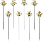 8 PCS bees cocktail Reusable picks，Stainless Steel Cocktail Picks for Appetizers Olives Brandied Cherries Skewers