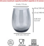 KOXIN-KARLU Classic 18-ounce Acrylic Stemless Wine Glasses, Unbreakable Mixed Drinkware Plastic Tumbler, set of 6 Grey