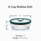 Anyday 2-Pack (4-Cup Shallow) Glass Food Storage with Glass Lids | Plastic-Free Meal Prep & Microwave Cookware | Stackable Airtight Storage Container with Vented Lid for Microwave-Safe Reheating
