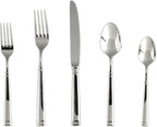 FORTESSA Bistro 18/10 Stainless Steel Flatware, 20 Piece Place Setting With Table Knives, Forks and Spoons (Service For 4), Dishwasher-Safe, Mirrored