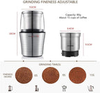 Saachi 2-in-1 Electric Coffee Grinder Plus Wet and Dry Spice Grinder with 2 Stainless Steel Blades Removable Bowls, SA-2915