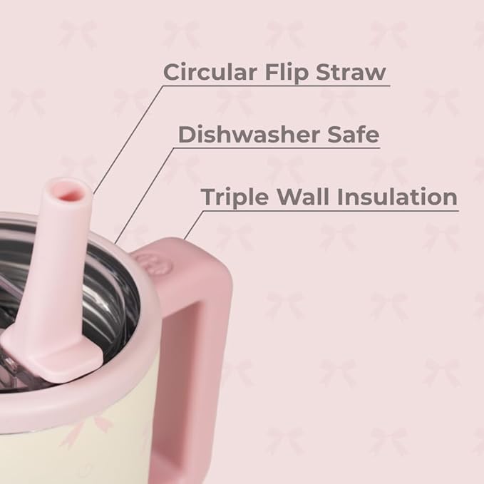 HydroJug Kids - 20 oz Insulated Kids Water Bottle with Flip Straw & Handle | Leak-Proof & Durable | Perfect for School, Sports, Lunch, Travel & Camp, Bows