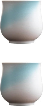 4-Oz Ceramic Espresso Cups Set - Multi-Color, Handle-Free Design for Home & Cafe | Dishwasher-Safe Stoneware Cups (Kiln turned blue, 2)