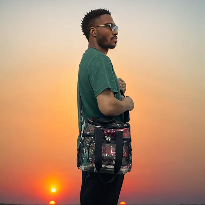 FlowFly Double Layer Cooler Insulated Lunch Bag Adult Lunch Box Large Tote Bag for Men, Women, With Adjustable Strap,Front Pocket and Dual Large Mesh Side Pockets