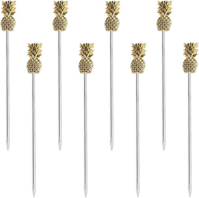 Pineapple Cocktail Picks Martini Picks for Appetizer Sandwiches Cocktail Party Wedding Cherries Citrus Olives Barbeque Snacks Fruit Garnish Skewers 8 pieces