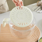 Fruit Washing Bowl with Strainer,Colander for Kitchen,Multi-Functional Vegetable and Food Drainer with Lid And Handle,Portable Fruit Containers for Fridge,BPA Free (1)