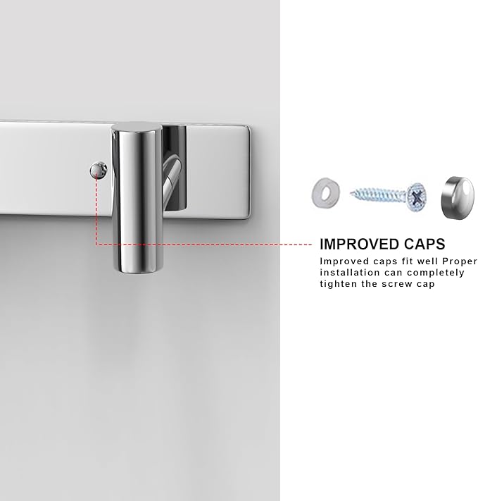 VAEHOLD Hat and Coat Wall Mount Rack - Hooks for Robes, Bags, Keys, and Towels - Bathroom Towel Hanger Organizer (Polished Chrome, “T“ Shape 4 Hooks 1 Pack)