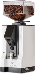 Eureka Mignon Silenzio Espresso Grinder | Silent Technology | Stepless | Timed Dosing | (White, 55mm)