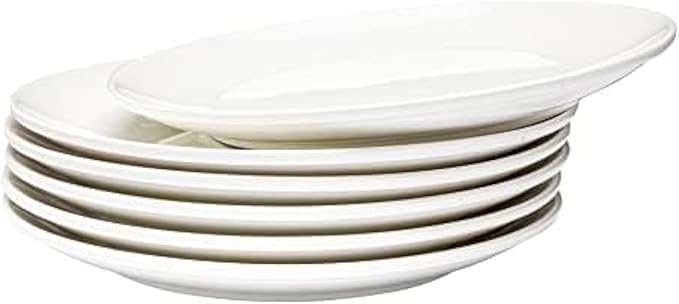 Vikko Dinner Plate, Set of 6 White Plates, Ceramic Dinner Plates Set, Stackable 10 Inch Dinner Plates for Every Day and Special Occasion, Restaurant Style, Dishwasher Safe, Microwave Safe