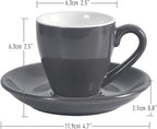 Porcelain Espresso Cup with Saucer, Espresso shot Cup, 80ml/2.7Oz, Grey