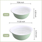 Colander Bowl Set of 2, Nesting Large Capacity Plastic Food Strainer for Pasta, Vegetables and Fruits Washing Draining Basket, Space Saving, BPA Free