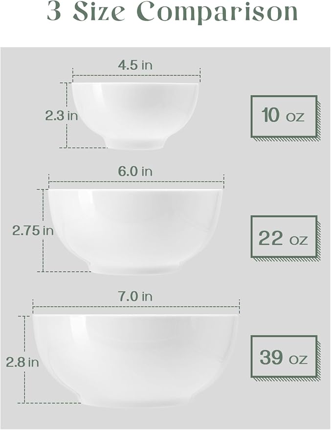 DOWAN 8.5 OZ Small Ceramic Bowls Set of 4 - White Bowls for Dessert, Dip, Side Dishes, Ice Cream, Fruit, Rice - Dishwasher & Microwave Safe (Soft White)