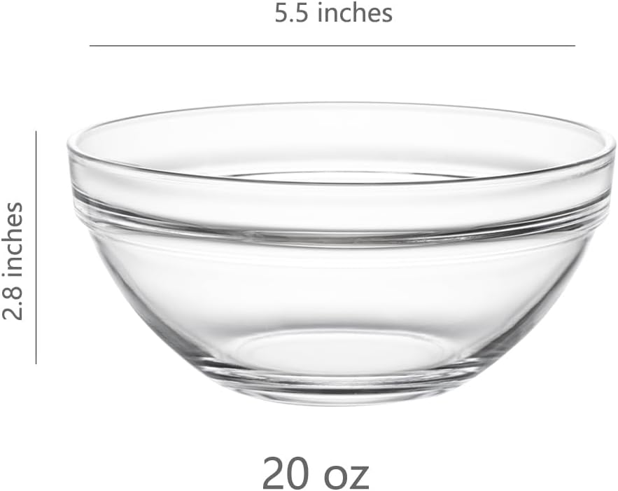 Sweejar 5.5 inch Glass Soup Bowls Set, 20 oz Cereal Bowls, Bowls Set for Cereal Soup Salad Pasta Rice Oatmeal, 9 pack