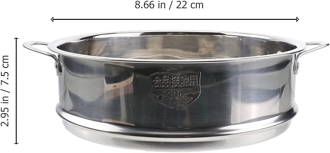 DOITOOL Stainless Steel Steamer Pot 8.66 Inches Double Handle Steamer Basket for Dumplings Vegetables and Tamales 22Cm Insert for Home Cooking
