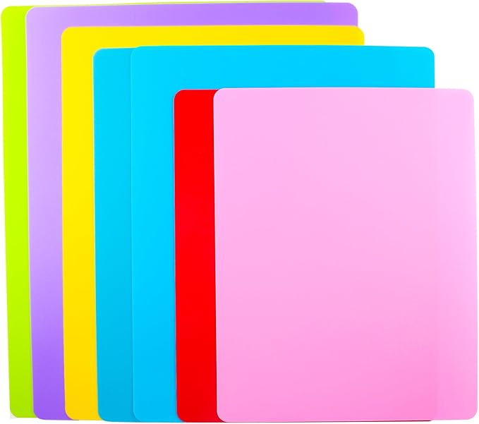 7 Pieces Flexible Cutting Board mats, Plastic Cutting Boards for Kitchen Cooking, Cutting board sheets for Meat and Vegetables, Dishwasher Safe