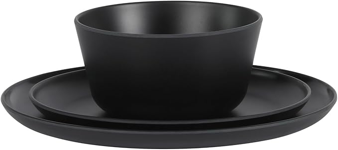 Gibson Home Fairhope 12 Piece Melamine Dinnerware Set - Matte Black