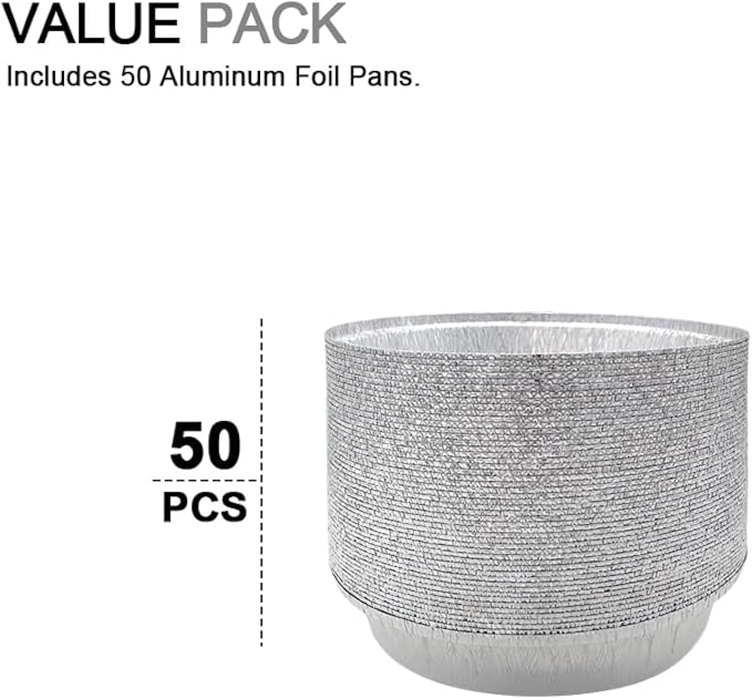 Aluminum Pans 9” Round Foil Pans (50Pack) Baking Pans Roasting Pan Great for Cooking, Heating, Storing