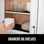 GORILLA GRIP Slip Resistant Drawer and Shelf Liner 2 Pack, Non Adhesive Water Resistant, Easy Clean and Trim, Smooth Surface Liners for Kitchen Cabinet, Shelves, Drawers Pantry, 17.5 IN x 20 FT, Black