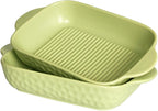 Rectangular Porcelain Baking Dish Set,Au Gratin Dishes,Casserole Dish, Ramekins 21 oz Bakeware Set of 2,Lasagna Pans for Cooking,Cake Dinner,Kitchen, Carry Handles 9.5" x 5.5" (Green