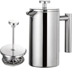 French Press Coffee Maker,Stainless Steel Double Wall Insulated Coffee Press 34 oz,4-8 Cups, Portable Hot Cold Brew Teapot Cafetera for Coffee Bar Accessories Kitchen Camping (White,34oz)