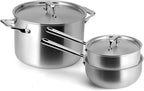 Misen 5-Ply Stainless Steel Cookware Set - Versatile, Dishwasher Safe - 12-Piece Set - 10" Skillet, 12" Skillet, 3 QT Saute Pan & 6 QT Rondeau + Lids, 2 QT & 3 QT Saucier + Lids, 8 QT Stockpot + Lid
