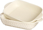 7" x 4.5" Rectangular Porcelain Baking Dish Set,Au Gratin Dishes,Casserole Dish, Ramekins 16 oz Bakeware Set of 2, Lasagna Pans for Cooking, Cake Dinner,Kitchen, Carry Handles Beige