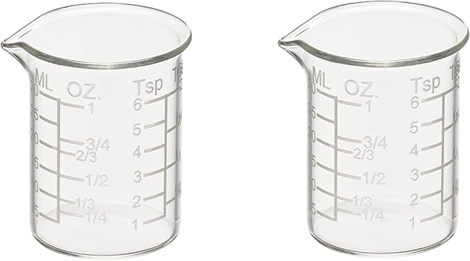 Ackers Etching Scale Measuring Glass V-Shaped Spout Made of High Borosilicate Glass Measuring for Kitchen or Restaurant, Easy to Read,30ML (1 Oz) 丨(2 Pack)