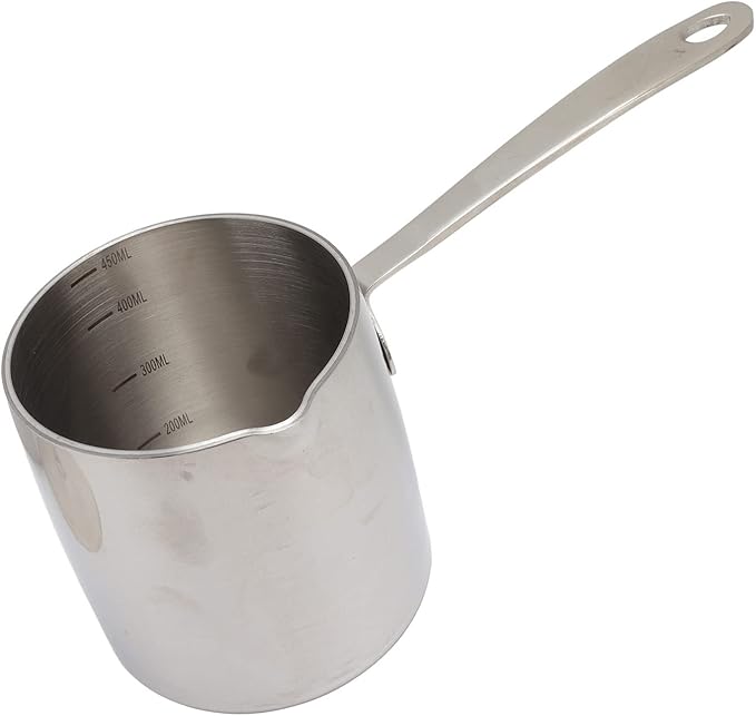 Butter Warmer Pot Quick Heat Conduction Three Layer Stainless Steel Butter Warmer with Accurate Scale Holes (450ML)
