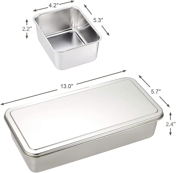 TIKUSAN Stainless Steel Seasoning Container Yakumi Pan Spice Storage Box Tray with Lid Medium Size Made in Japan (3 Containers)