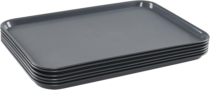 Gray Large Plastic Trays, Multi-Purpose Boot Trays, 25.23" x 17.59", 6 Packs